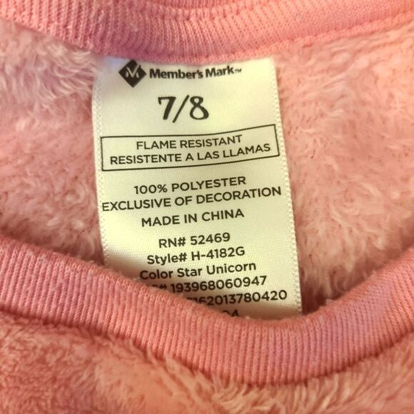 MEMBER'S MARK Pajamas Plush Fleece Unicorn size 7/8 PLUS Matching 18" Do… - Picture 7 of 13